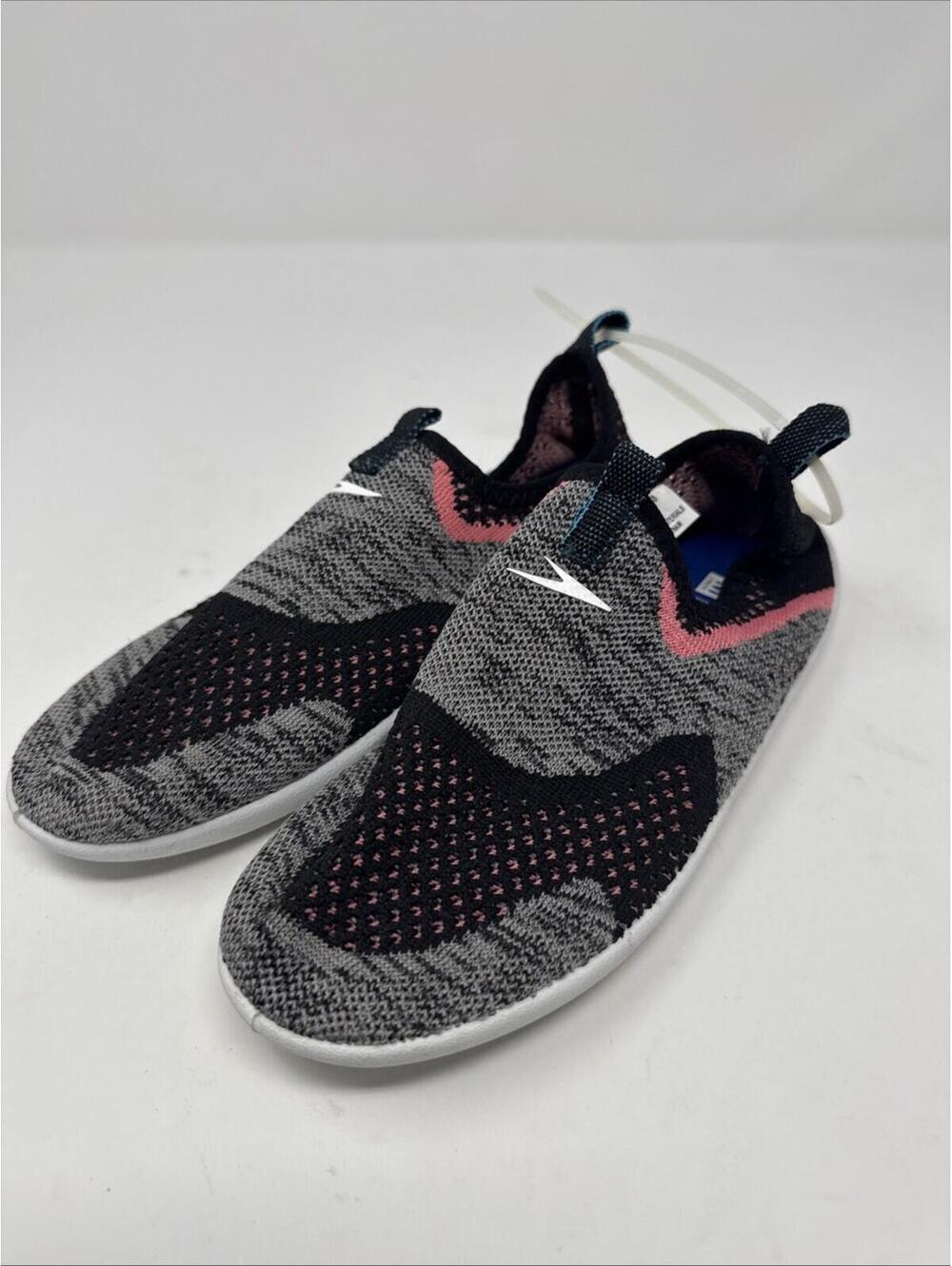 SPEEDO Size M 2-3 Junior Surf Strider Water Shoes Heather Gray White Black
